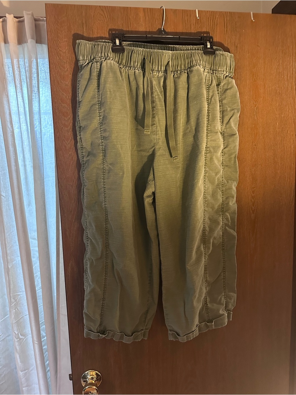 Lane Bryant Olive Green Drawstring Jogger Capris